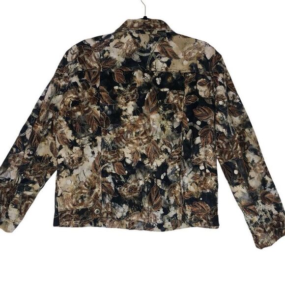 Vtg Chico’s Design Trucker Style Beaded, Embroidered Jacket Size 12 90’s, Retro - Picture 1 of 15